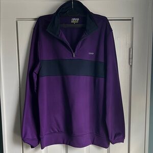 Izod Men's 1/4 Golf Sweater in Purple and Navy